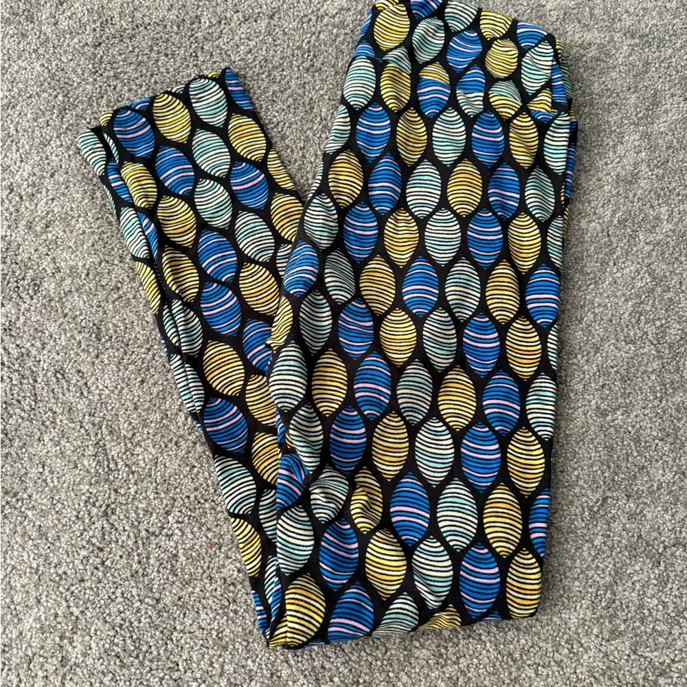 LuLaRoe Blue and Yellow Easter Egg Leggings
